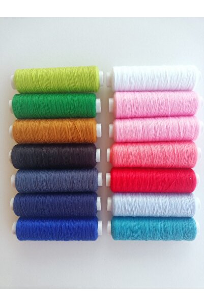 fabricorg 200M x 14Color 50Number Jeans Sewing Thread Set