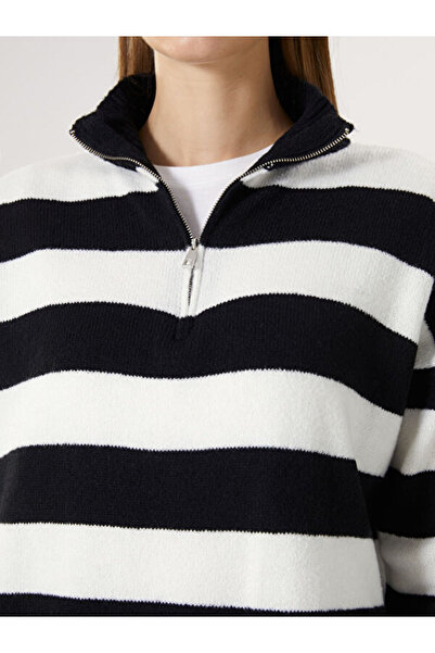 LC Waikiki Women's Knitwear Sweater with Stand Collar Color Block