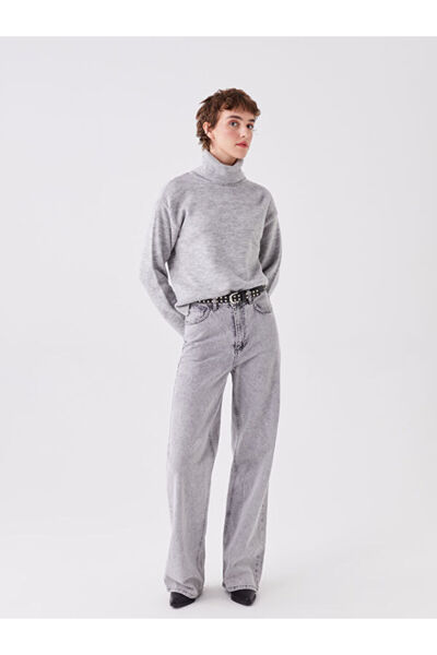 LC Waikiki Turtleneck Plain Long Sleeve Oversize Women's Knitwear Sweater