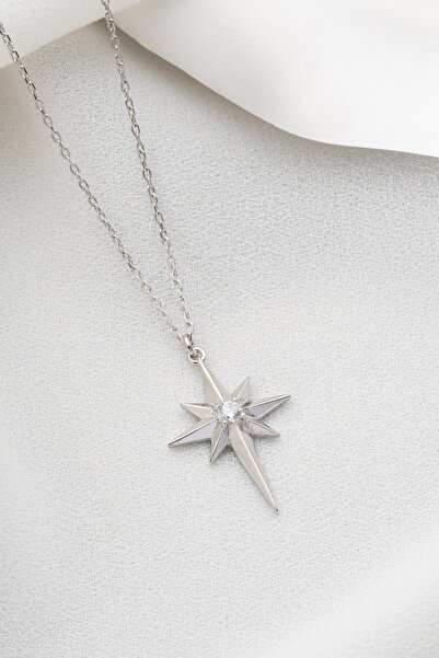 Two Arts Kadın 925 Ayar Gümüş Kuzey Yıldızı Kolye | Hediye Kutusunda