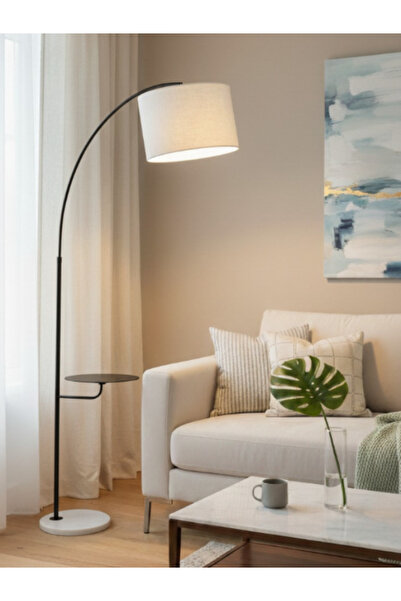 BEC49 Modern arched floor lamp with side table - distinctive lighting for your home decor