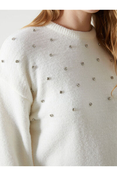 LC Waikiki Crew Neck Women's Knitwear Sweater with Stones