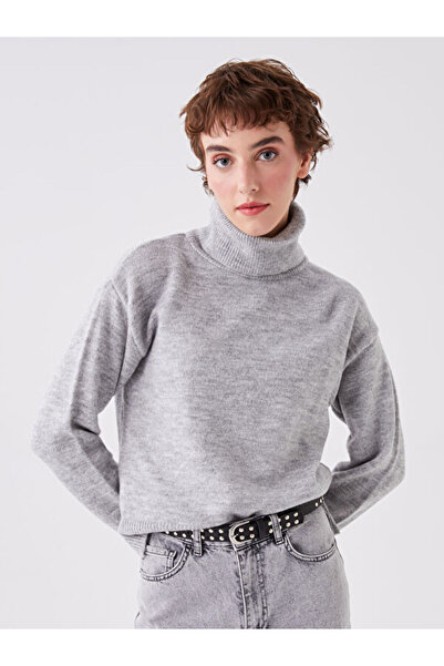 LC Waikiki Turtleneck Plain Long Sleeve Oversize Women's Knitwear Sweater