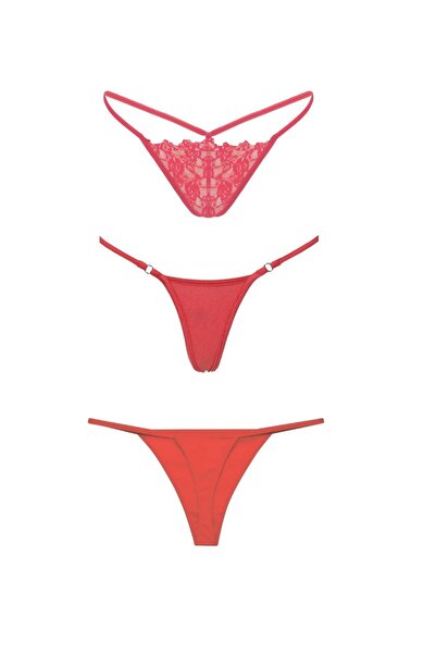 GECKO COLLECTION gecko ipli dantelli G-String kombin tanga 3 adet