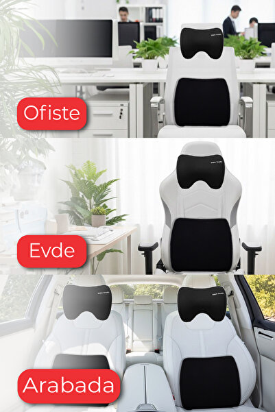 ergo travel Carfort Büyük Visco Araç Boyun Yastığı – Visco Araç Bel Yastığı Takım - Araç Yastığı - Siyah |