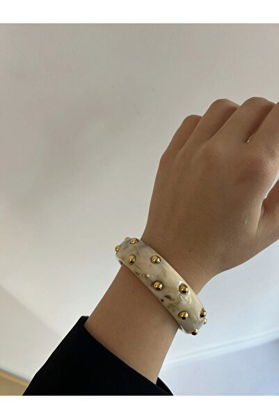 CEY ACCESSORY TAŞLI AKRİLİK BİLEKLİK - KREM