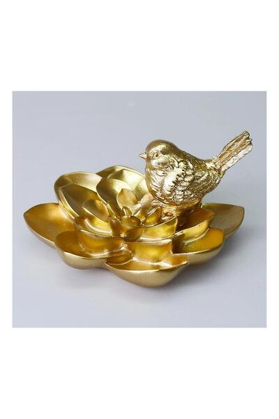 Selim Dekor Camellia Kuşlu Aksesuar Altın