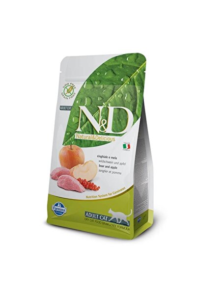 N&D Tahılsız Yaban Domuzu Etli ve Elmalı Yetişkin Kedi Maması 1.5 Kg