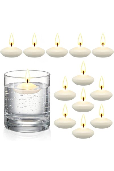 Home Zone 12 Pcs 1.5'' Unscented Floating Candles for Centrepieces (White)