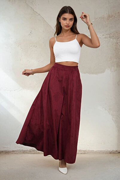 VAGGON Double Pocket Elastic Waist Midi Skirt
