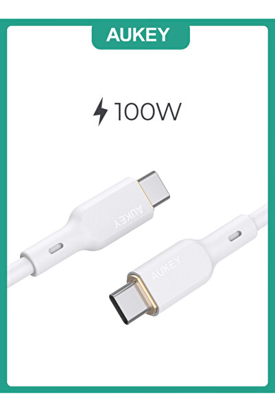 AUKEY 100W PD Silicone USB-C To USB-C Cable 1M SCC101 White