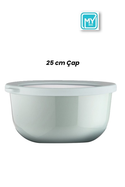 MYBOX Ayza 4 Lt Dough Kneading Bowl - Round Basin with Lid - Multi-Purpose Mixing and Storage Container