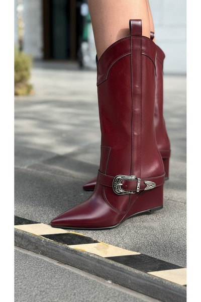 I Love Shoes Bonvir Kadın Kovboy Çizme BordoParlak Deri