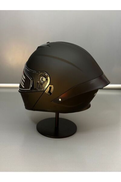WOSEN Ws-202 Güneş Vizörlü Çene Açılır Kask Matt Black (Şeffaf Vizörlü)