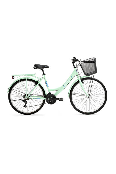 Bisan Lotus Kadın Şehir Bisikleti 44cm V 26 Jant 21 Vites Mint Yeşil Beyaz