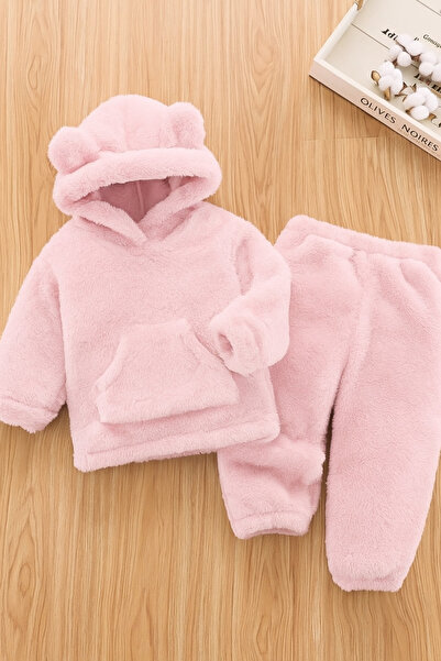 Bubito Uniszex plüss gyerek alsó felső Welsoft Set-Salmon