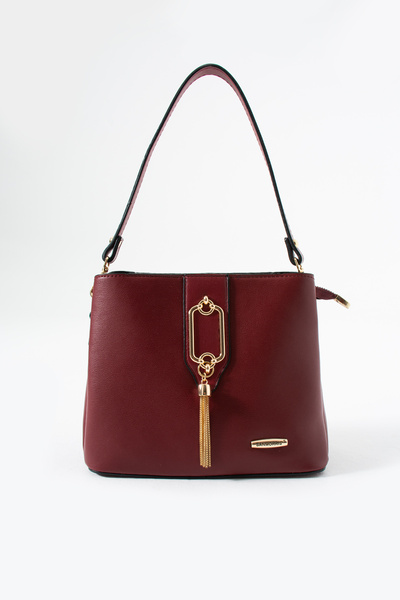 Sanmorris Geantă de umăr și crossbody cu 3 compartimente cu detalii aurii