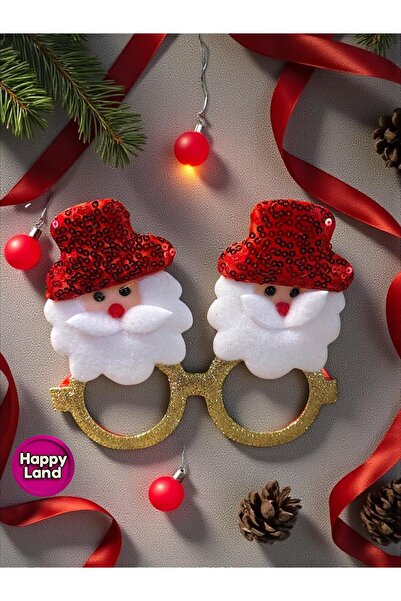 Happyland Yılbaşı Gözlük Noel Baba Desenli Yılbaşı Gözlüğü Yılbaşı Aksesuar Parti