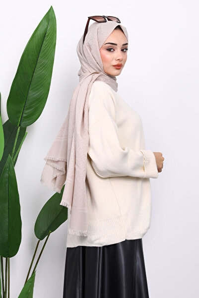 İmajButik Stone Crew Neck Soft Textured Oversized Knitwear Sweater