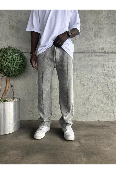 KağanKY Σκούρο γκρι ριγέ φαρδιά αθλητική φόρμα