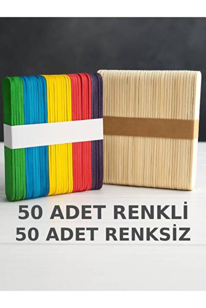 nistabolje 50 Adet Renkli 50 Adet Renksiz Geniş Dil Çubuğu Abeslang Dil Basma...