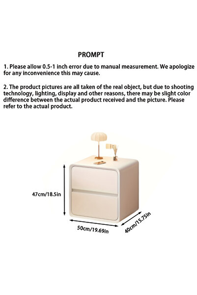 XINYUEMAIC Modern minimalist bedside table, solid wood edge table with 2 drawers, no installation required