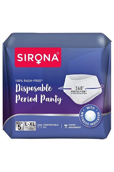 Sirona Disposable Period Panty for Girls & Women |L-XL | Pack of 5 | 360° Cov...