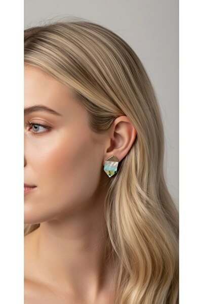 vina's atelier أقراط لؤلؤية ملونة سداسية