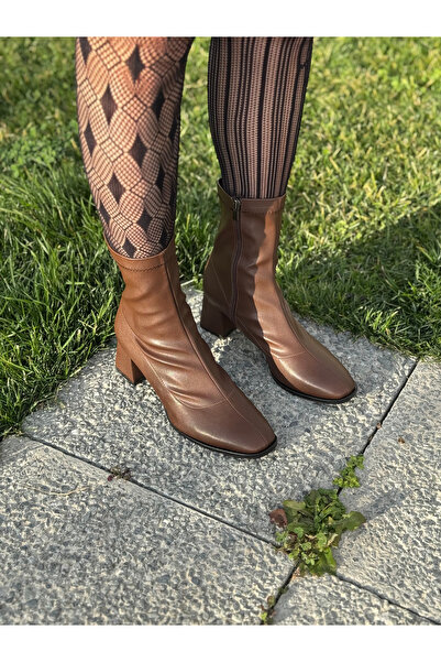 LOVE SHINE Felix Esnek Streç Kısa Topuklu Kadın Bot Büyük Numara