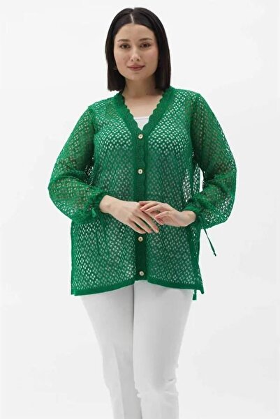 Two Mail Кардиган із зав'язками на рукавах, зелений