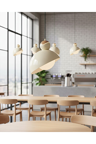 Özcan Aydınlatma 2828-1A-29 Pastel Tekli Sarkıt Krem Lamba Yemek Masası Oturma Odası Mutfak