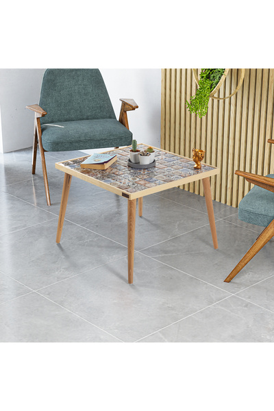 bluecape Esperanza 62x62cm Doğal Masif Seramik Dekoratif Orta Sehpa