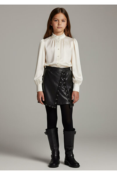 By Piera Fustă cu pantaloni scurți din piele artificială pentru copii 058447