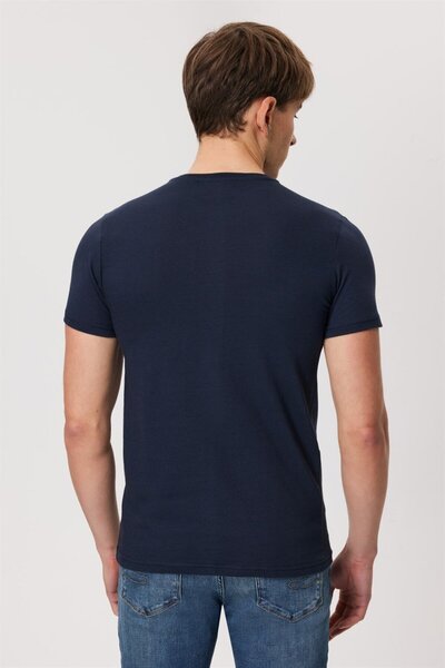 Lee Cooper Ανδρικό μπλουζάκι Rani 100% βαμβακερό με λαιμόκοψη σε σχήμα O, Μπλε ναυτικό