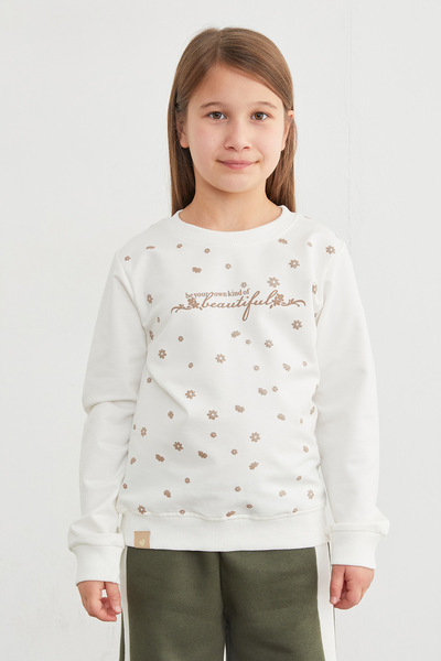 Fulla Moda Beautiful Text Printed Girl's Sweatshirt