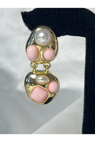 CEY ACCESSORY Pearl Detail Modern Earrings - Pink