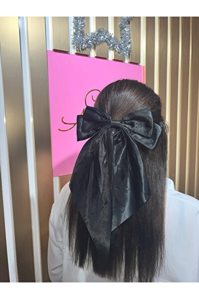 CEY ACCESSORY مشبك شريط ساتان على شكل فيونكة - أسود