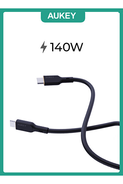 AUKEY 1.8m 140W Silicone USB C to USB C Cable Black