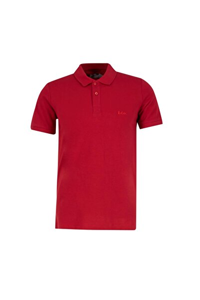 Lee Cooper Ανδρικό μπλουζάκι με λαιμόκοψη από 100% βαμβάκι Twins σε σκούρο κόκκινο χρώμα