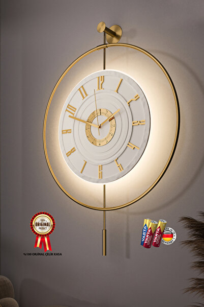 MetaQuartz Aksesuar Led’li Gold 7-24 Kristal - Büyük Boy (50X75CM)-(3 ADET PİL HEDİYE) Dekoratif MetalDuvar Saati