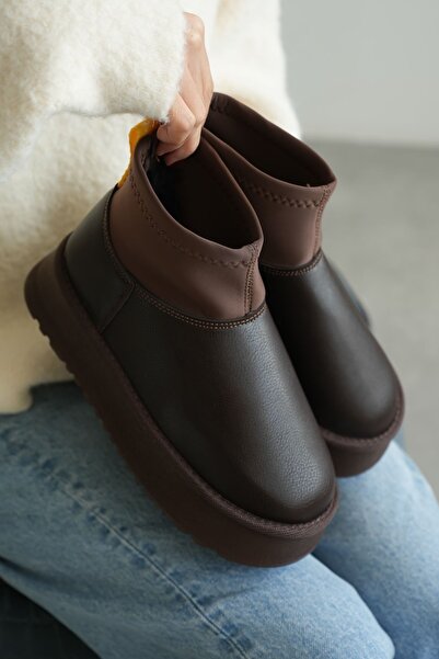 MODAADAM Γυναικείες μπότες Royal Stretch - Καφέ-Δερμάτινες