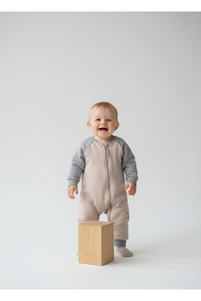 Kidaxi Reglan Kol Fermuarlı 3 iplik Bebek Tulumu