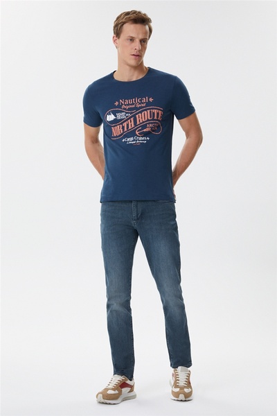 Lee Cooper Ανδρικό μπλουζάκι Merlin από 100% βαμβάκι με λαιμόκοψη σε ανοιχτό ...