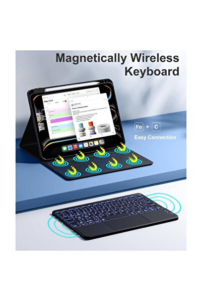 Muzz Case with Keyboard & Trackpad for iPad Pro 11 (2024 M4) - Rechargeable, Folio, Pencil Holder, Black