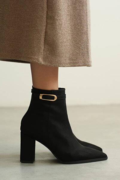 MODAADAM Γυναικείες μπότες με χοντρό τακούνι London - Μαύρο σουέτ