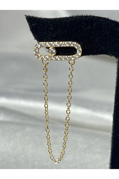 CEY ACCESSORY أقراط VIP بتفاصيل سلسلة - ذهبية اللون