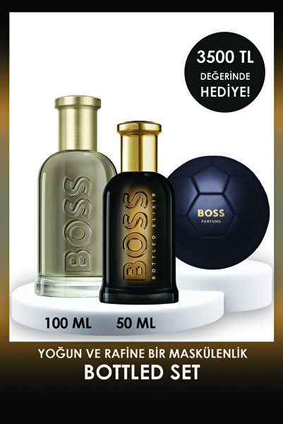 BOSS Bottled EDP 100 ml & Bottled Elixir EDP 50 ml Erkek Parfüm ve Futbol Topu