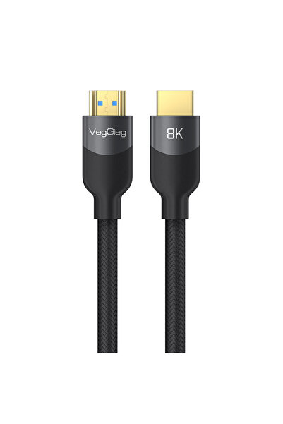 Veggieg Premium 8K 60Hz 4K 120Hz HDCP ARC HDR Örgülü HDMI 2.1 Kablo 5 Metre