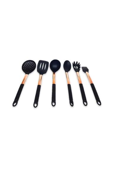 AROW 7 Piece Black-Copper Silicone Ladle Set - Tr-2659