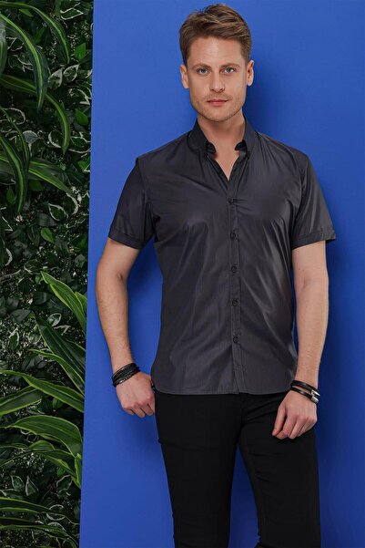 Efor GK 684 Slim Fit Antrasit Klasik Gömlek